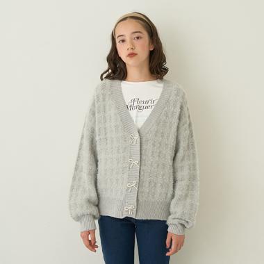 シャギーチェックカーデセット