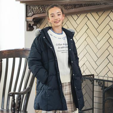 【撥水】【家庭洗濯可】Aラインダウンコート