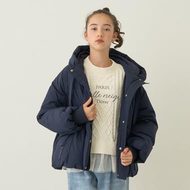 【撥水】【家庭洗濯可】リボンチャームつきダウンジャケット