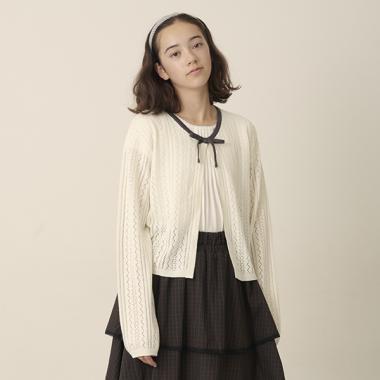 透かし編みカーデ＋Tブラウスセット