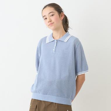 メッシュ半袖ポロニット