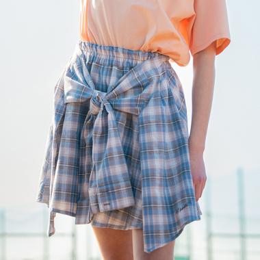 シャツ巻きチェックキュロット