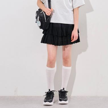 コットンレースティアードスカパン