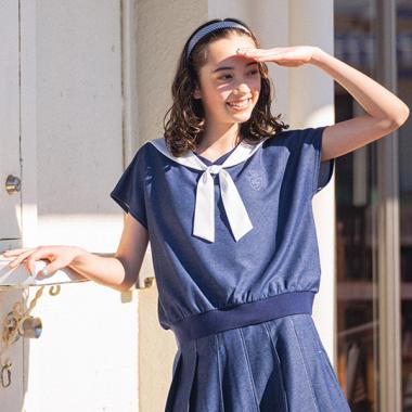 【Cuugal掲載】カットデニム2WAYセーラートップス