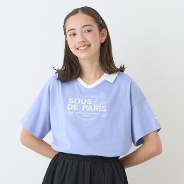 【防汚加工】スキッパー衿ロゴTシャツ