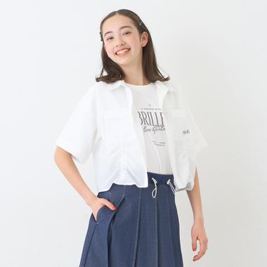 【ニコ☆プチ掲載】ドロスト半袖シャツ＋Tシャツセット