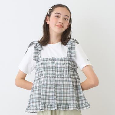 【機能素材】チェックビスチェ＋Tシャツセット