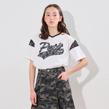 【接触冷感】レースワッペンロゴ刺しゅうTシャツ