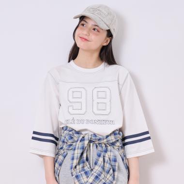 【接触冷感】７分袖ナンバリングTシャツ