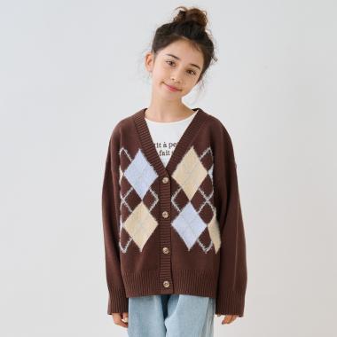 アーガイルニットカーデ