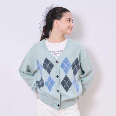 アーガイルニットカーデ