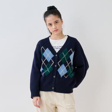 アーガイルニットカーデ