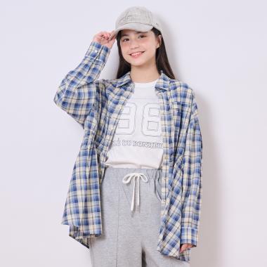 フロントペプラムチェックシャツ