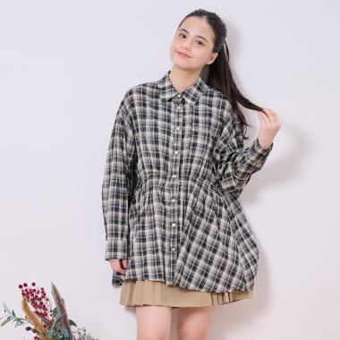 フロントペプラムチェックシャツ