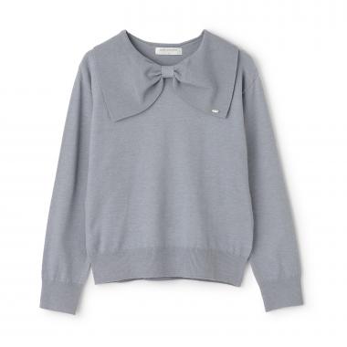 リボン衿ニット