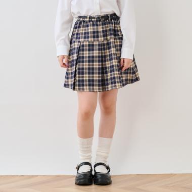 【130cmあり】チェックボックスタックスカート×インパンセット