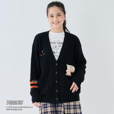 【130cmあり】【PEANUTS】レタードカーディガン×ロンTセット