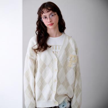 ジャカードアーガイルカーディガン＆インナーセット