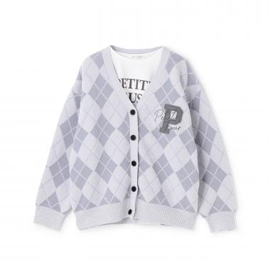 ジャカードアーガイルカーディガン＆インナーセット