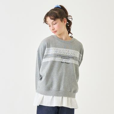 レース裏毛プルオーバー×ペプラムTシャツ