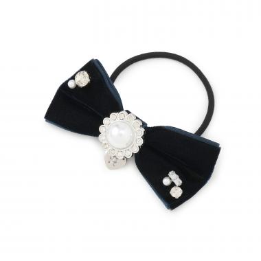 ビジューベロアリボンヘアゴム