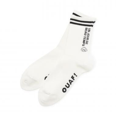 イヌ刺しゅうライン入りリブクルーソックス