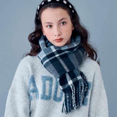 【静電気防止】カシミヤタッチチェックマフラー