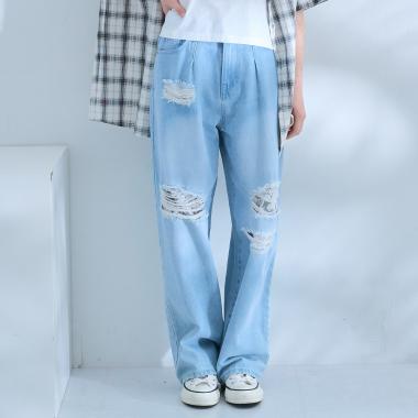 【130cmあり】ダメージデニムパンツ