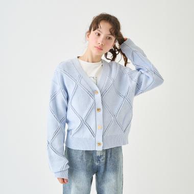 アーガイルメッシュカーディガン＆Tシャツセット