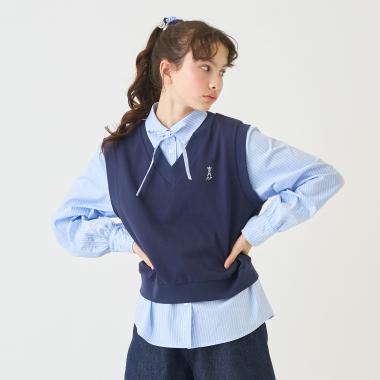 カットソーベスト＆刺しゅうブラウスセット