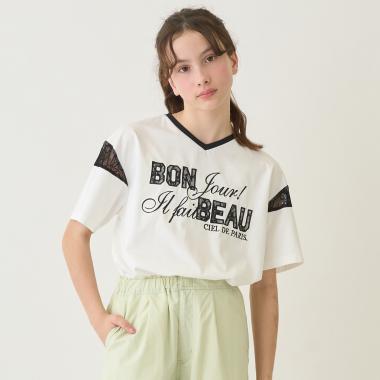 【130cmあり】【接触冷感】レースワッペンTシャツ