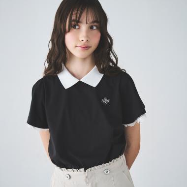 【UVカット】衿つきレースカットソーブラウス