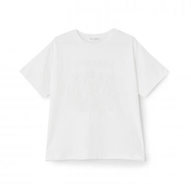 【130cmあり】【接触冷感】レースモチーフ刺しゅうTシャツ