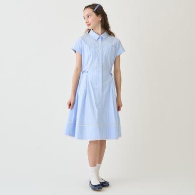 【130cmあり】サイドリボンシャツワンピース