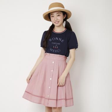 フロントボタンミディ丈スカート