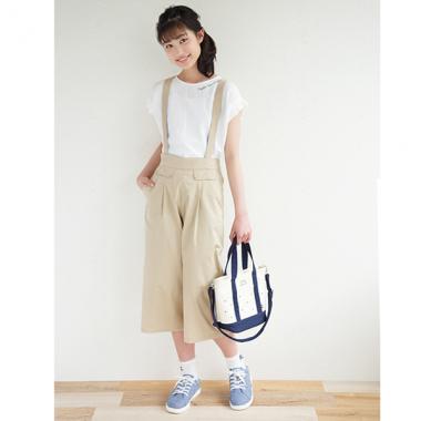 サスペンダーつきワイドパンツ