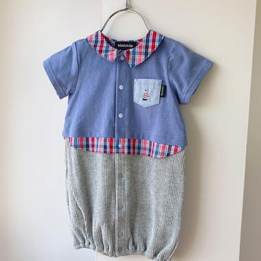 チェック柄レイヤード風2WAYオール