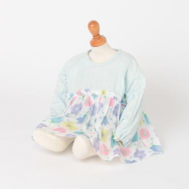 花柄切り替えカバーオール