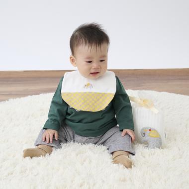 【コロボックル】巾着つきスタイ&ラトルセット