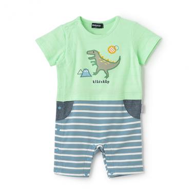 恐竜アップリケ半袖カバーオール