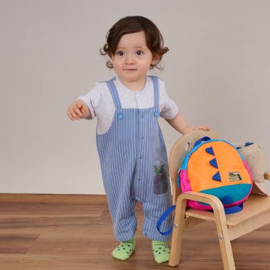 恐竜サロペット風半袖カバーオール