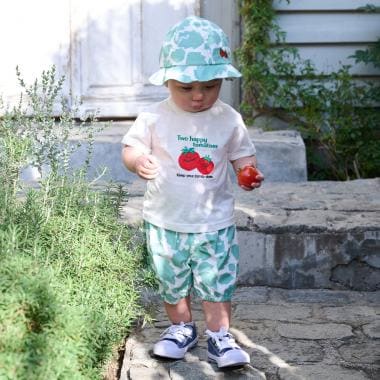 トマトアップリケ半袖Tシャツセットアップ