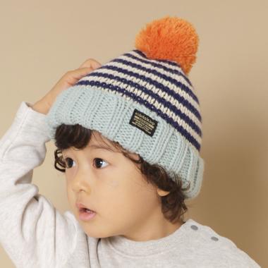 ボーダー配色ニットキャップ