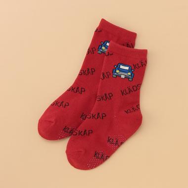 車×ロゴ柄クルーソックス