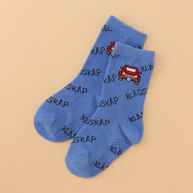 車×ロゴ柄クルーソックス