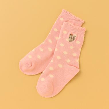 リス刺しゅうクルーソックス