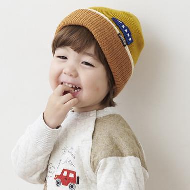 電車ワッペン配色ニット帽