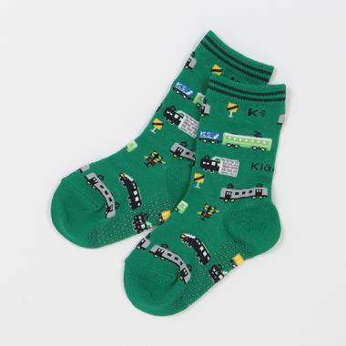 電車柄クルーソックス【日本製】