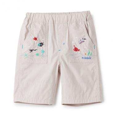 海のいきもの刺しゅう5分丈パンツ
