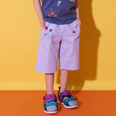 海のいきもの刺しゅう5分丈パンツ